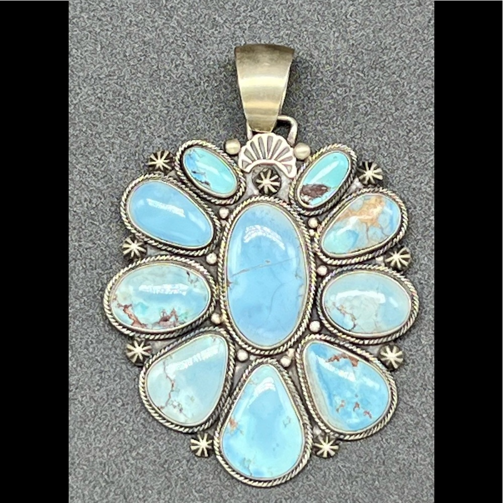 HUGE Golden Hills Turquoise pendant signed B Johnson